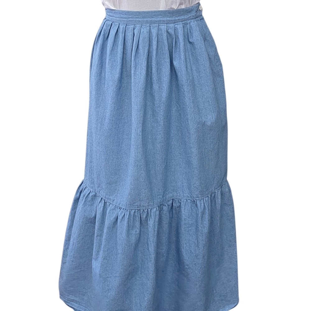Not For Sale! Vintage 90s Ralph Lauren Country Denim Maxi Skirt Cotton Prairie 6 - Picture 4 of 10